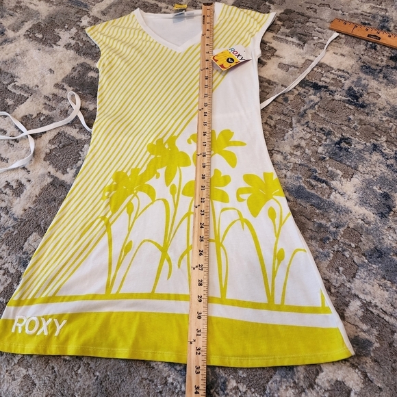 NWT Roxy Girls floral stripe lemon lime dress - Picture 12 of 16